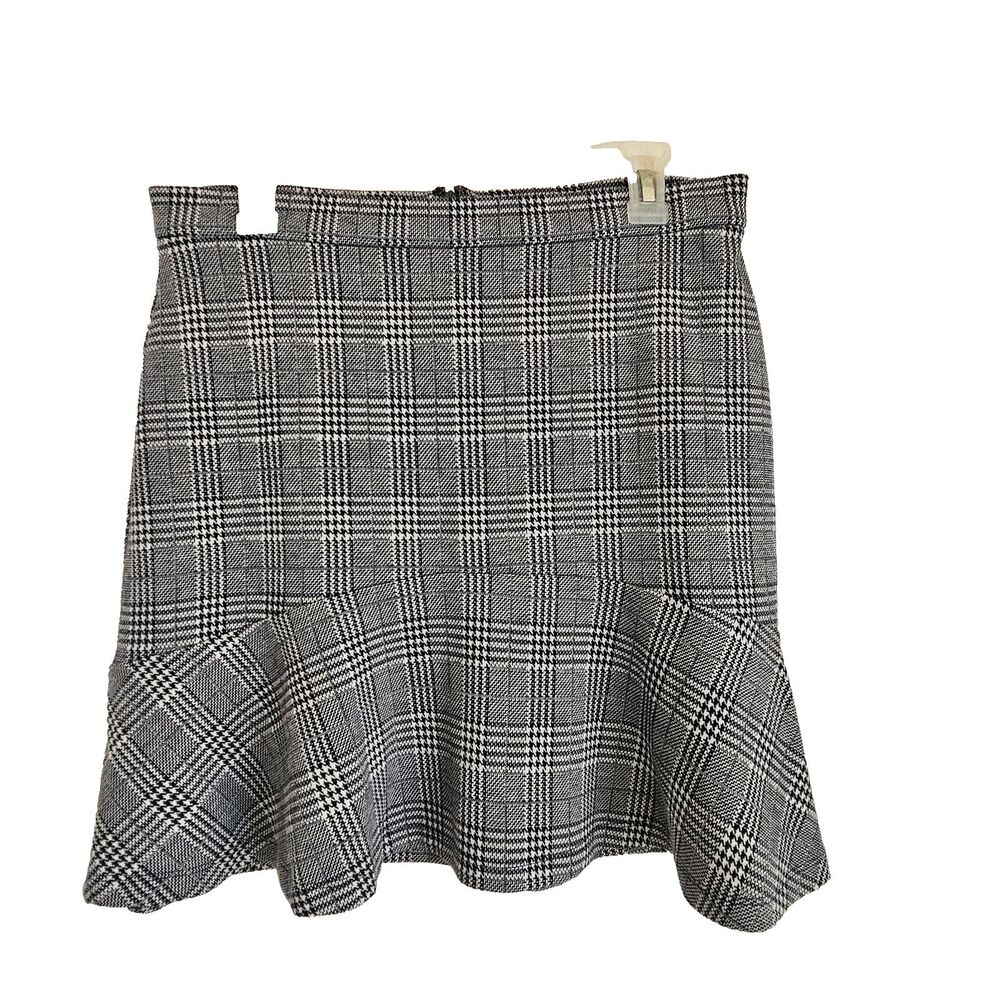 Banana Republic Skirt Womens 8 Black White Houndstooth Flouce Ruffle Hem